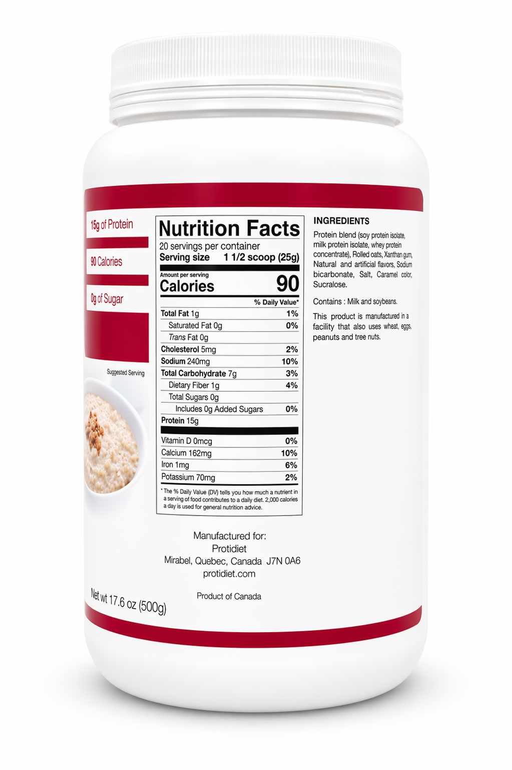 ProtiDIET Maple Brown Sugar Oatmeal | High-Protein Oatmeal (20 Serv)