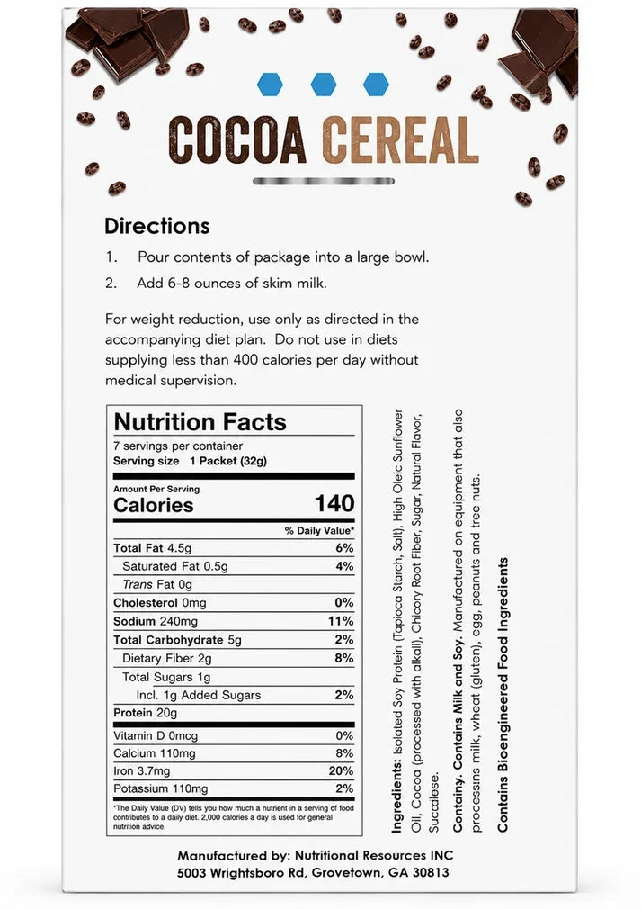 NutriWise Rich Cocoa Cereal | 20g High-Protein Breakfast (7ct)