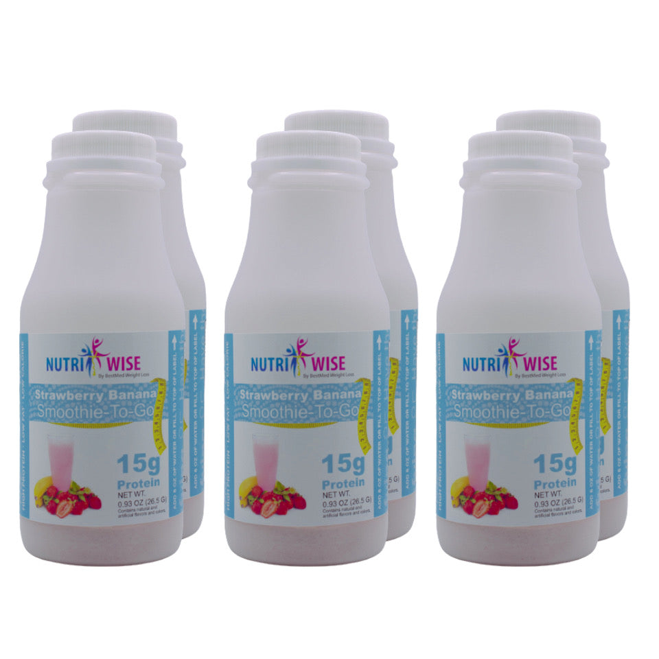 NutriWise - Strawberry Banana Smoothie (6-Pack Bottles) - NutriWise