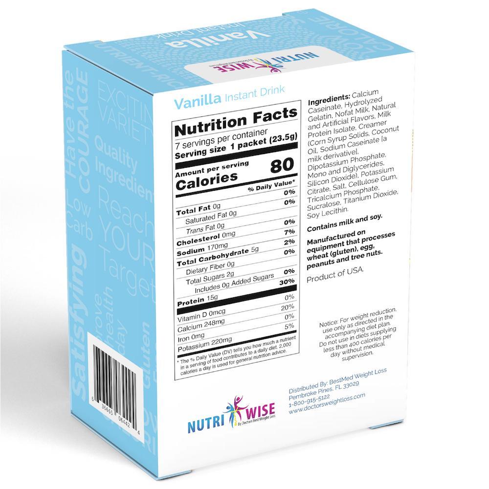 NutriWise - Vanilla Instant Protein Drink (7/Box) - NutriWise